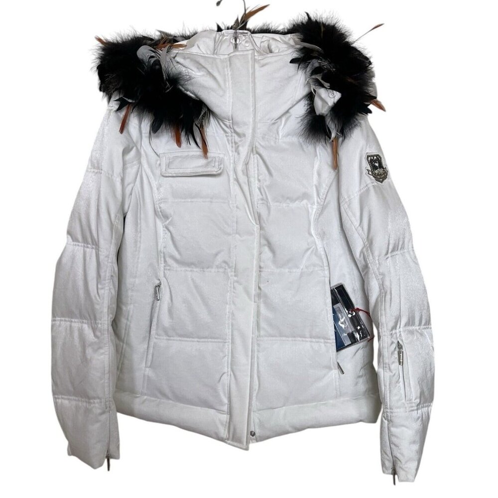 VIST Limited Edition Ski Jacket Size Large L White Down Feather Trim‎ Hood $2150